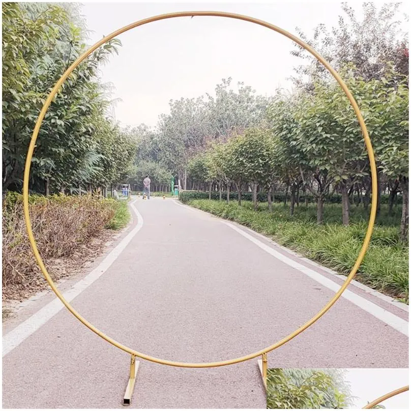 party decoration wedding mariage round wrought iron backdrop arch stand diy stage circle outdoor background frame birthday