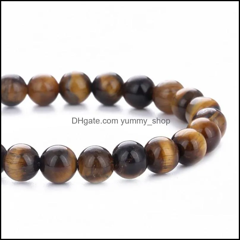 natural stone tiger eye bead bracelets lava bangles elastic chain strands wristband women men jewelry