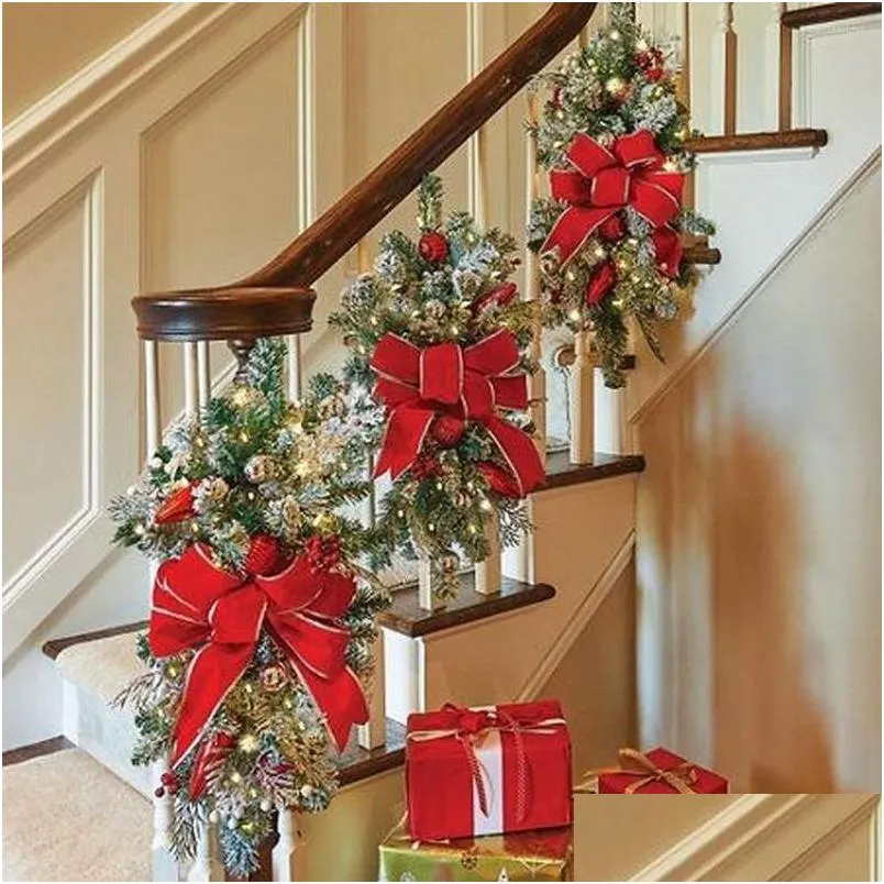 decorative flowers christmas garland decorations wreaths with lights red berry rattan artificial wreath for stair decor
