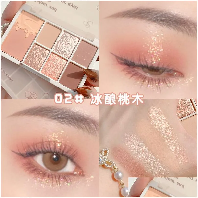 eye shadow 7 colors glitter eyeshadow palette shimmer easy to wear shadows makeup pallet for eyes womens cosmetics