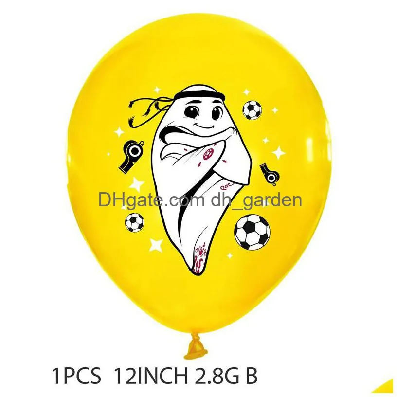 new fashion qatar world cup football theme birthday party decoration flag cake flag insertion latex balloon beautiful nice set 5dac