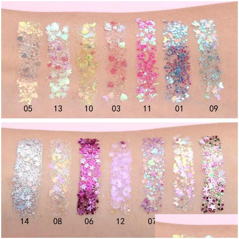 maquillage single sequins eyeshadow gel glitter star heart fragments eye shadow longlasting easy to wear diamond shiny face makeup