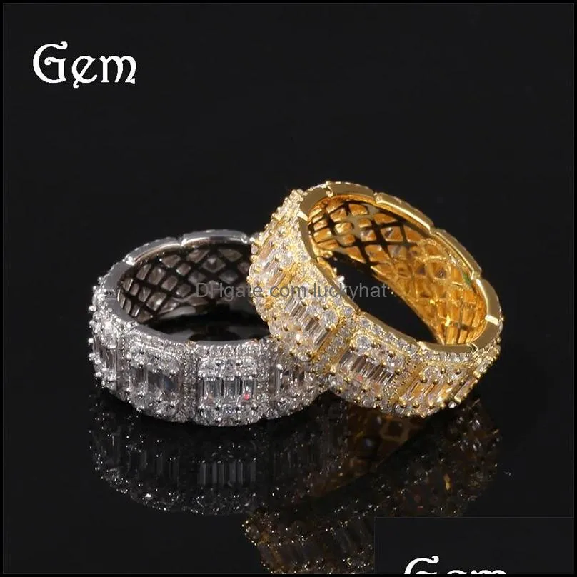 iced out diamond ring luxury designer jewelry 8mm mens rings fashion  hip hop bling gold wedding engagement love bague 3622