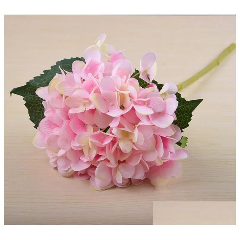 18 colors artificial hydrangea flower fake silk single real touch bouquet hydrangeas for wedding centerpieces home party decorative