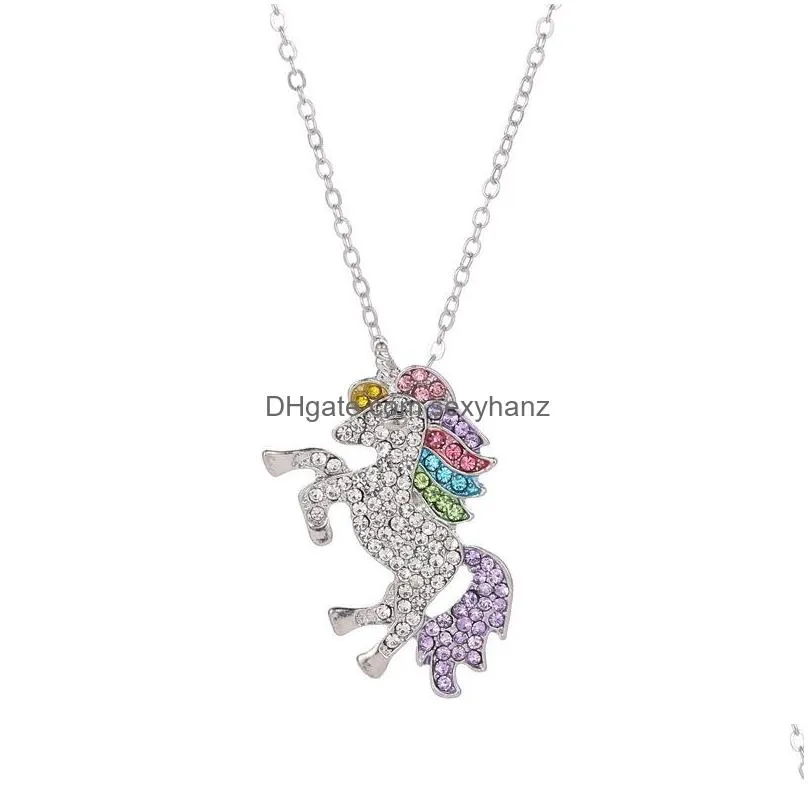 fashion jewelry colorful rhinstone pendant necklace womens pony chokers necklace