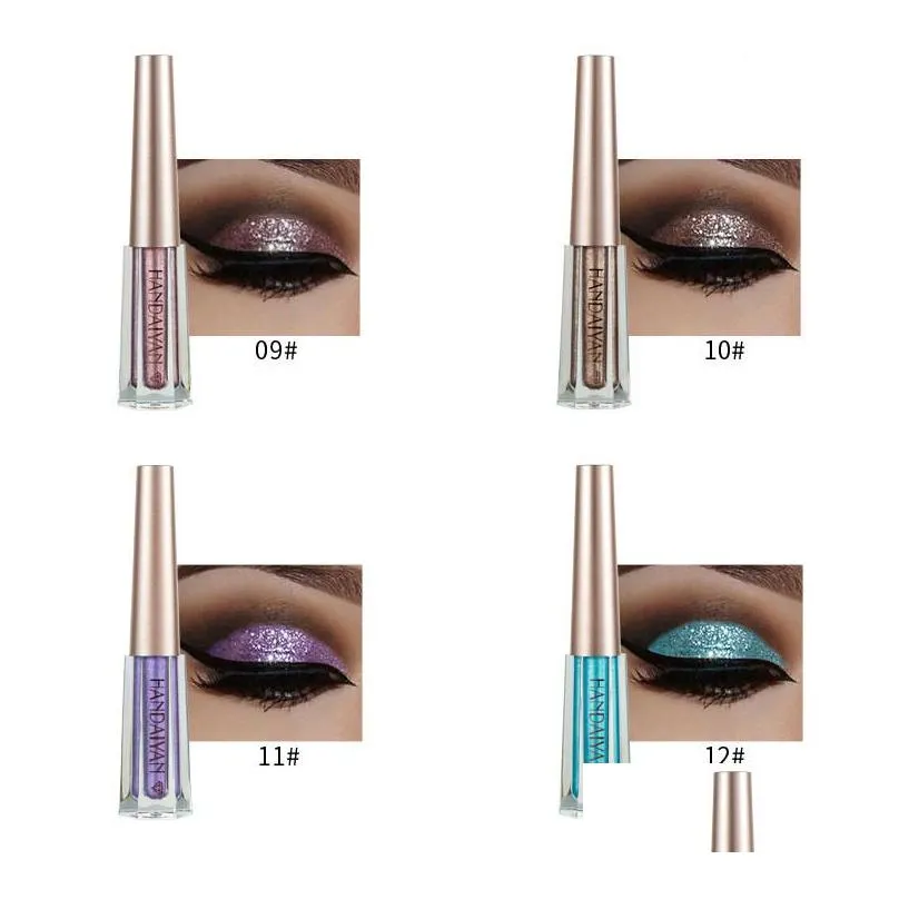 handaiyan 12 color diamond liquid eyeshadow soft riotous eye shadow new visual makeup flashing light deep stereoscopic variable