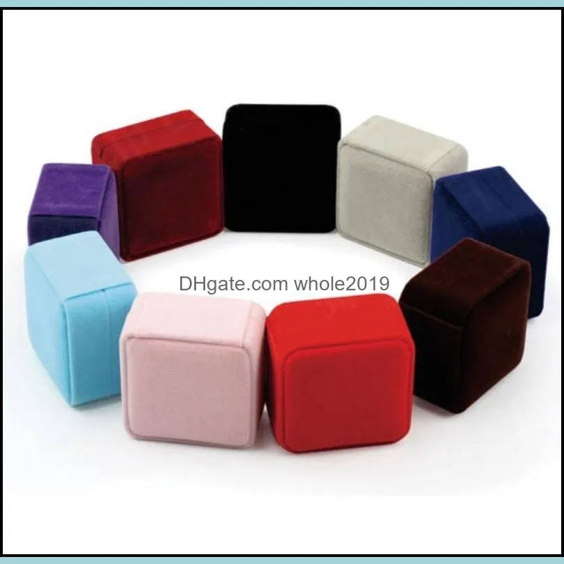 solid color velvet jewelry gift packaging storage boxes for stud display wedding birthday valentines day supplies