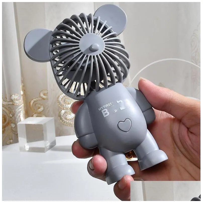 cube bear shaped usb mini fan party favor rechargeable bundles handheld electroplating bears outdoor creative desktop mute charging portable