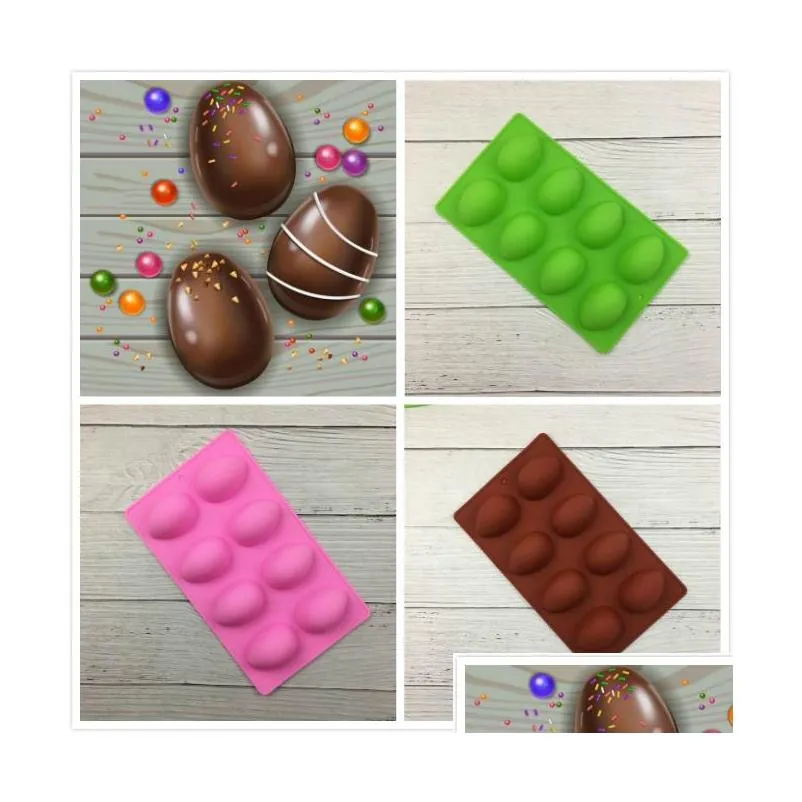 8 eggs shaped easter egg silicone baking mould pastry chocolate mold pudding ice tray mould easter diy soap mold crafts gifts