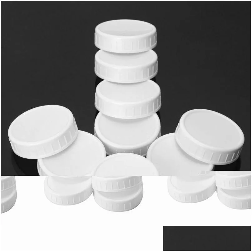 kitchen storage organization 20pcs plastic caps lids ribbed for 70mm/86mm standard regular mouth mason jar bottle