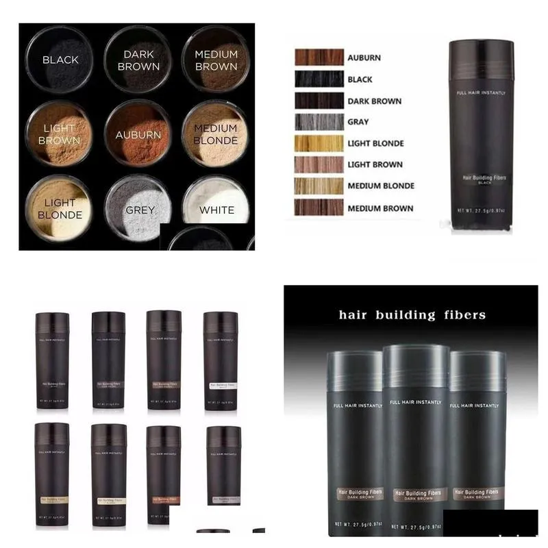 dropshipping top hair building fibers 27.5g hair thinning concealer instant keratin powder black spray applicator pikk