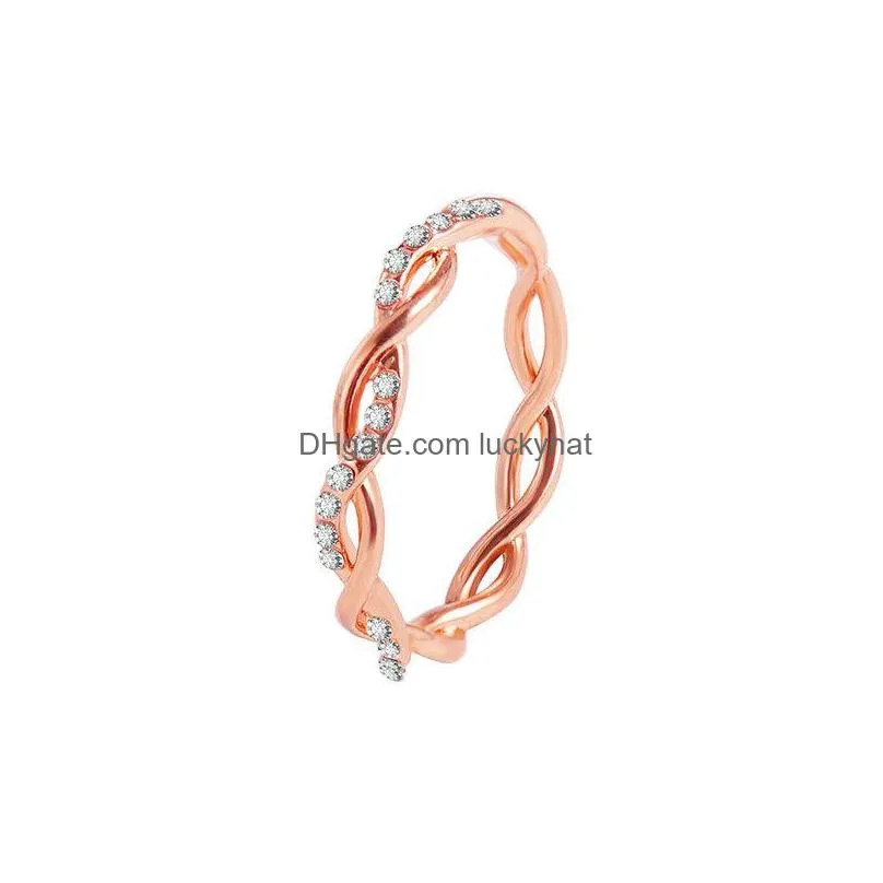 fashion jewelry womens simple twist ring copper diamond bridal ring