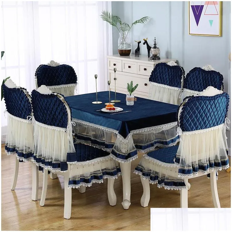 chair covers european garden cushion cover tablecloth lace embroidered dining table cloth flower peony wedding home textile