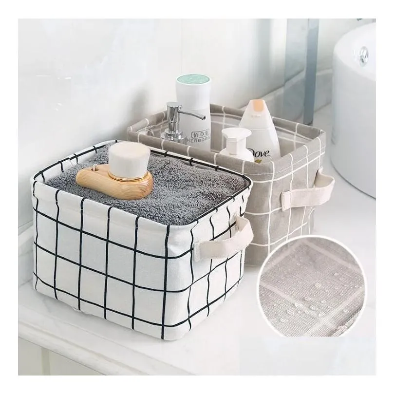 15 designs foldable storage basket waterproof cotton linen storage bag for desktop clutter cosmetic snacks toy organization storage
