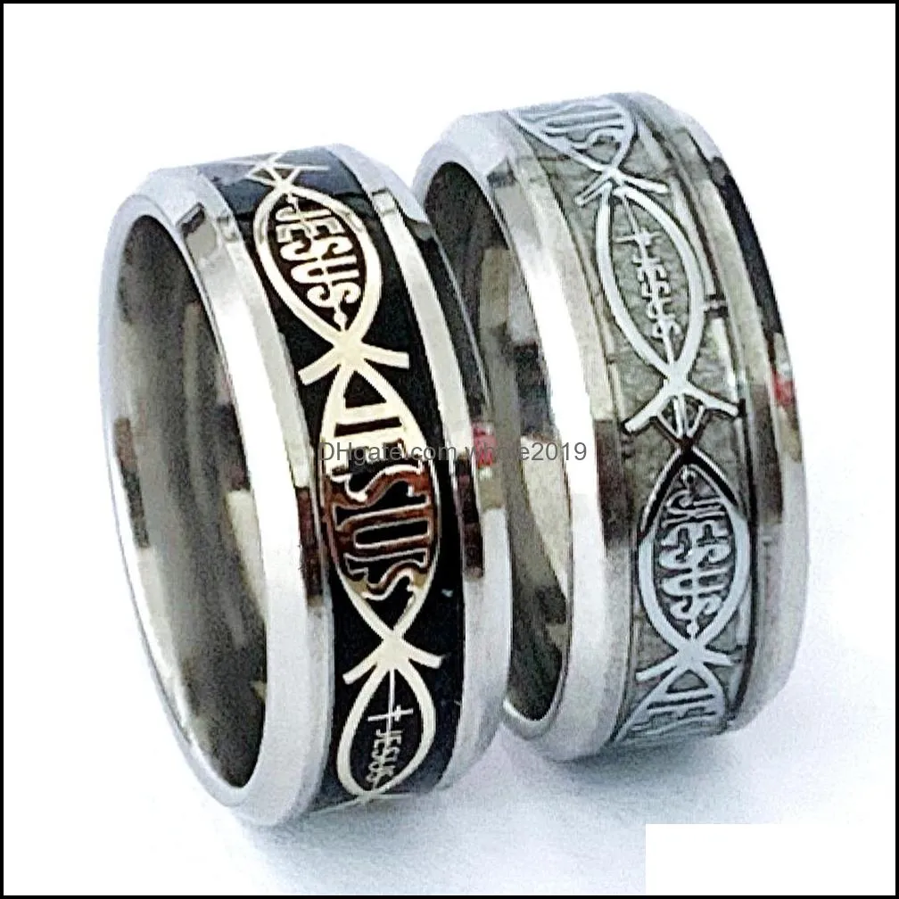 wholesale 36pcs jesus stainless steel rings mix religious chirstain god churc pray amen men women gifts charm jewelry