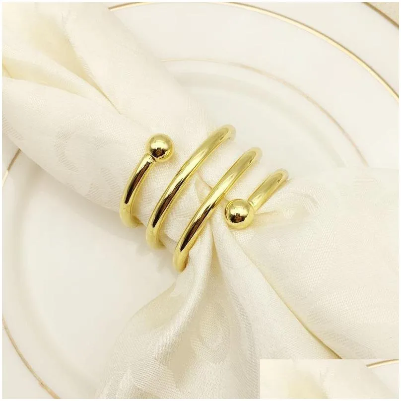 spring double bead napkin ring western food napkin ring gold silver color el home table trinkets