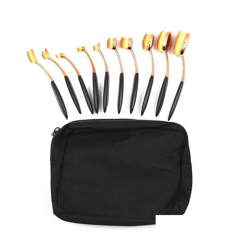 10 piece makeup brush sets rose gold foundation bb powder blush brushes designer beauty tools black cosmetics bag