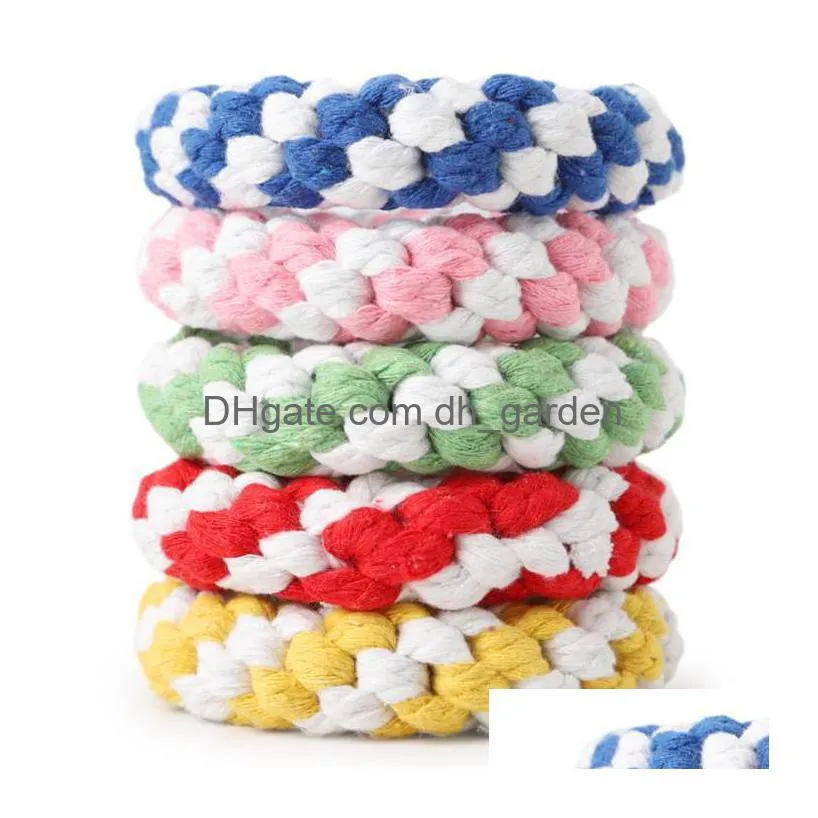 11cm lovely donut pet play toys pet dog cotton rope chew toys pets dogs molar toy pet teeth cleaning supplies