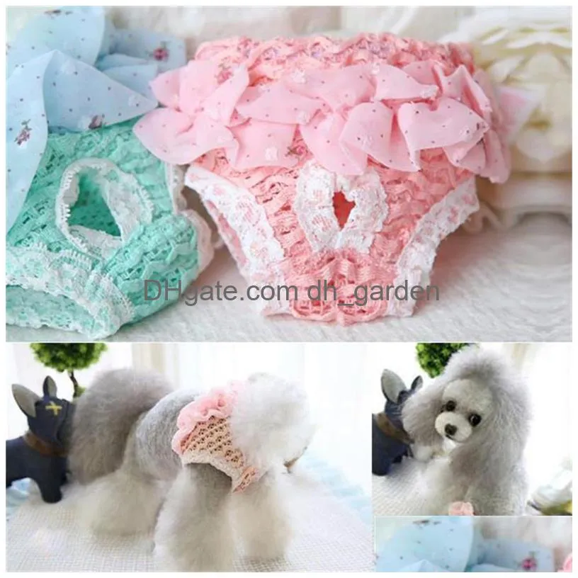 chiffon design pet dog panties strap sanitary dog underwear diapers lace edge physiological pants puppy shorts