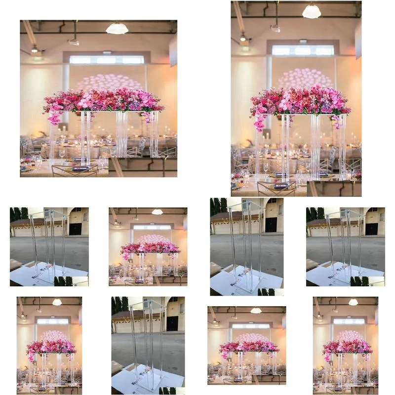 party decoration 12pcswedding centerpiece flower centerpieces vase stand with crystal acrylic yudao1564