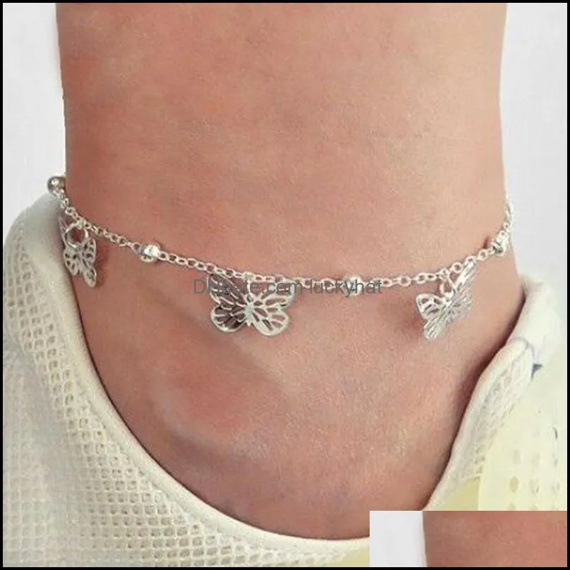 temperament hollow butterfly anklets fashion foot chain gold silver beach anklet for women jewelry 45 e3