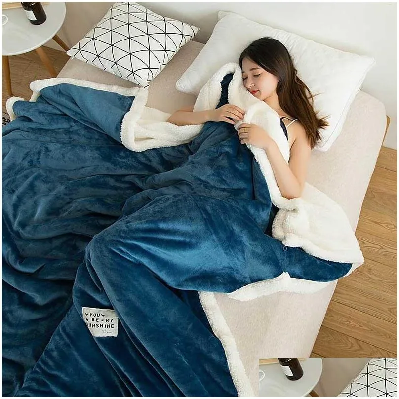 double thickening lamb cashmere blanket sofa winter super warm cozy throw blankets for office siesta aircondition bedspread