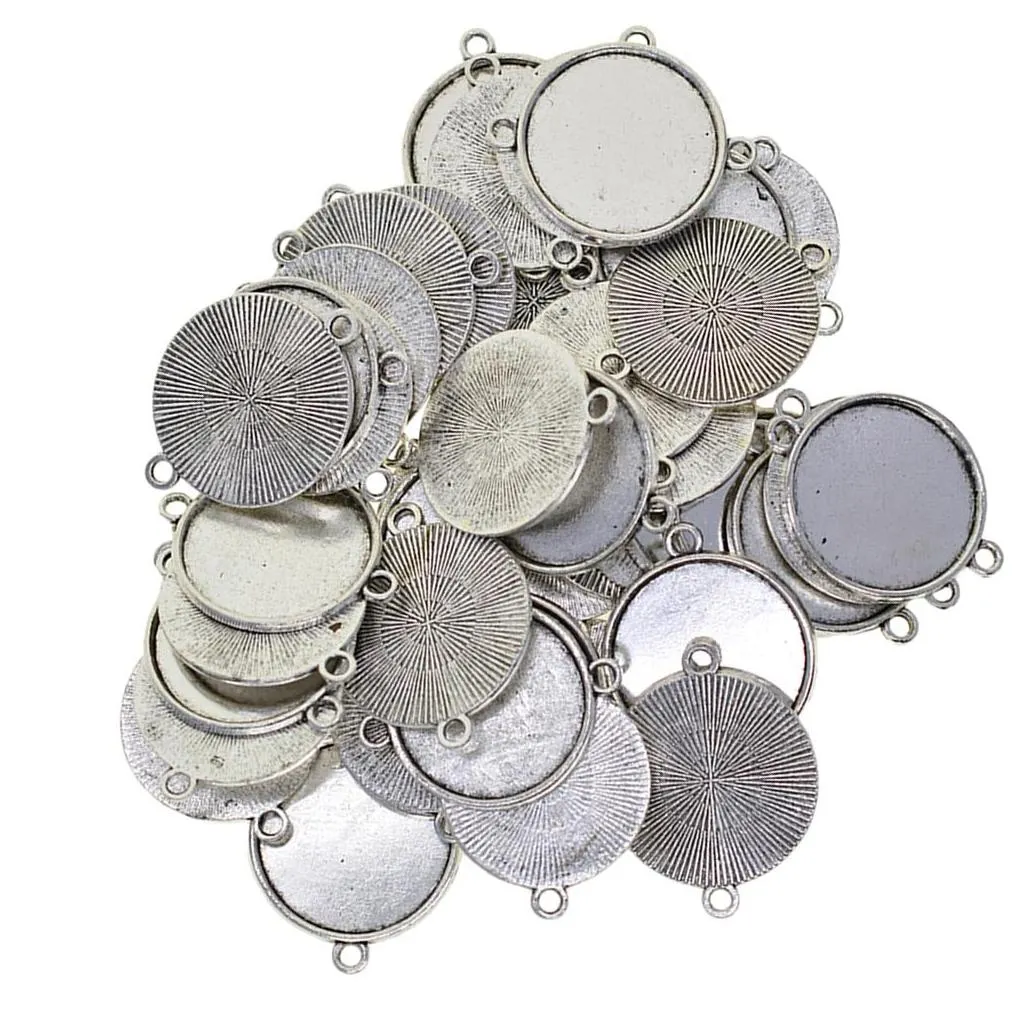 50pcs necklace pendant setting cabochon cameo base tray bezel blanks fit 25 mm cabochons jewelry making findings tibetan silver1