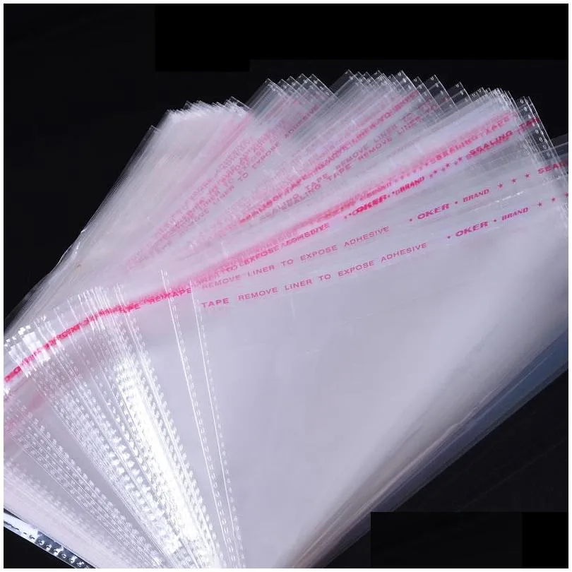 100pcs storage bags transparent self adhesive resealable clear cellophane poly bags opp seal gift packaging bag jewelry pouch