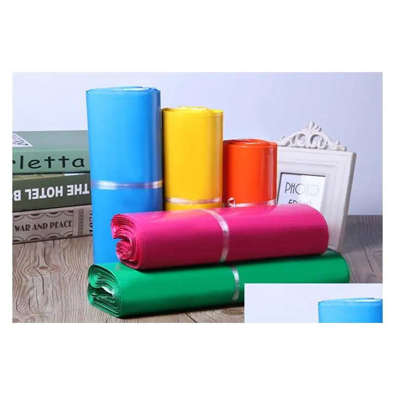 poly mailer bags pure color gift wrap express packaging envelope bag plastic garments mailing boxes 100pcs