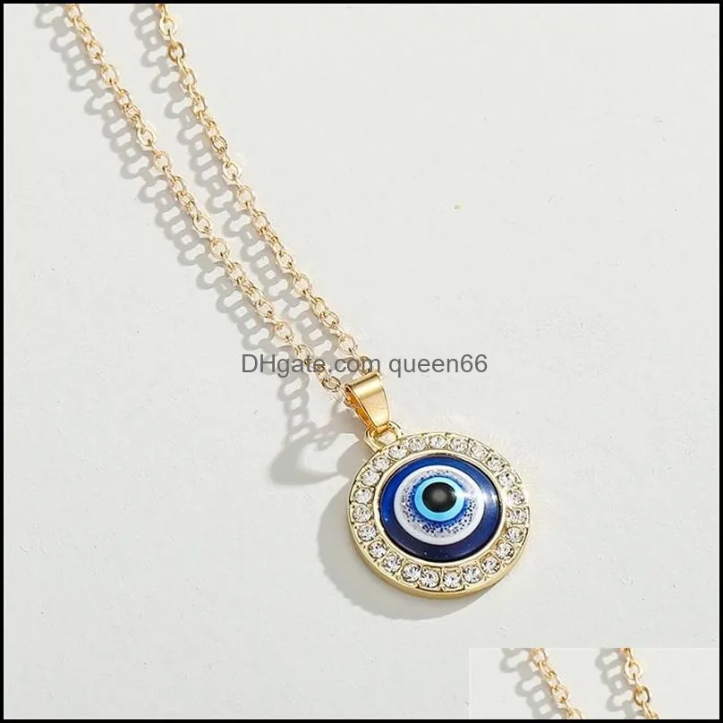 turkish crystal evil eyes pendant necklace for womens jewelry gold color clavicle chains necklaces habqq huqzm 718 q2