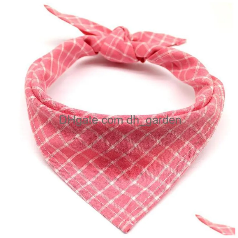 pet dog bandana small large dog bibs scarf washable cozy cotton plaid printing puppy kerchief bow tie pet grooming accessories