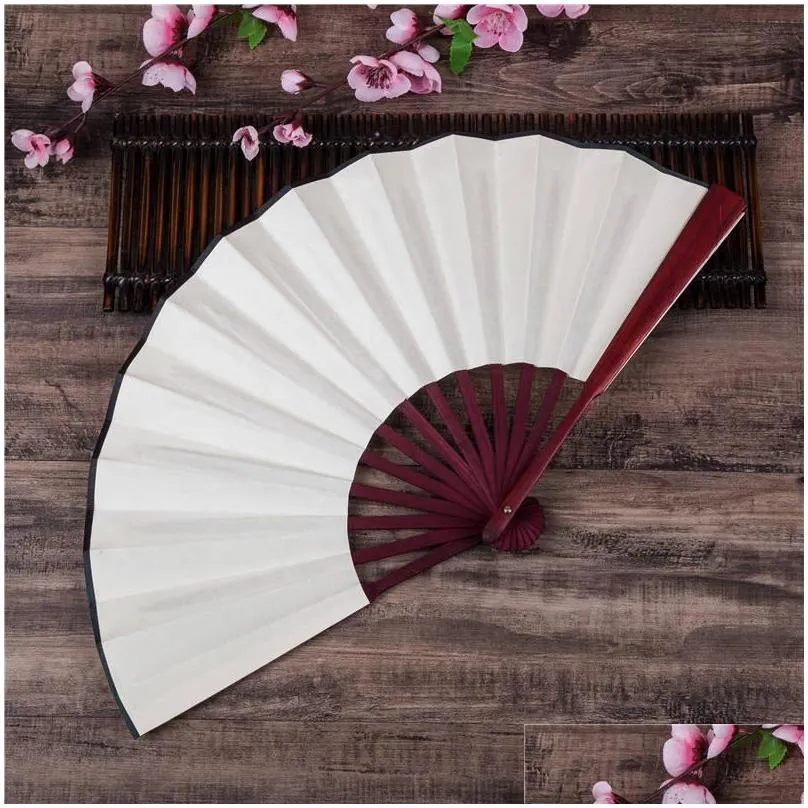 party favor bamboo large rave folding hand fan for men/women chinese japanese tai chi handheld performance decorations dan