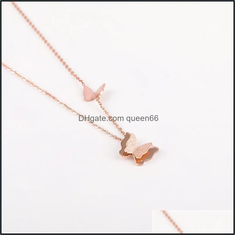 double butterfly women necklace female simple clavicle chain 2021titanium steel trend allmatch fashion accessories pendant necklaces 730