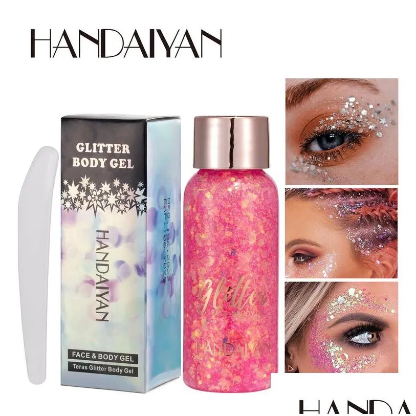 handaiyan glitter eye shadow body lotion face gel hair sequin gel bright colorful easy to wear shimmer stage night club makeup