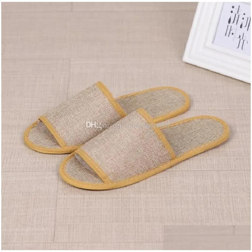 cotton linen disposable slippers antislip travel el spa home guest shoes colorful onetime sandals breathable soft slippers