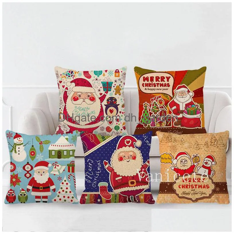 christmas happy throw pillow case santa claus pillows cover peach skin velvet sofa cushion cover home furnishing decoration t9i002146