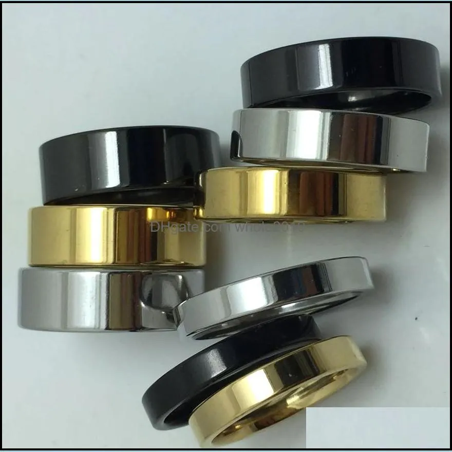 wholesale 100pcs 4 6 8 comfortable gold silver black simple plain flat band 316l stainless steel rings fashion band jewelry ring