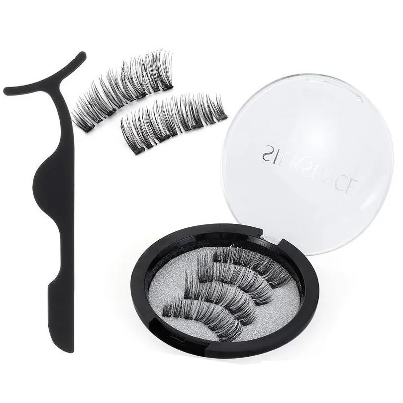 false eyelashes 2 pairs magnetic kit without liquid eyeliner fourfold ultra thin magnets natural long fluffy resuable