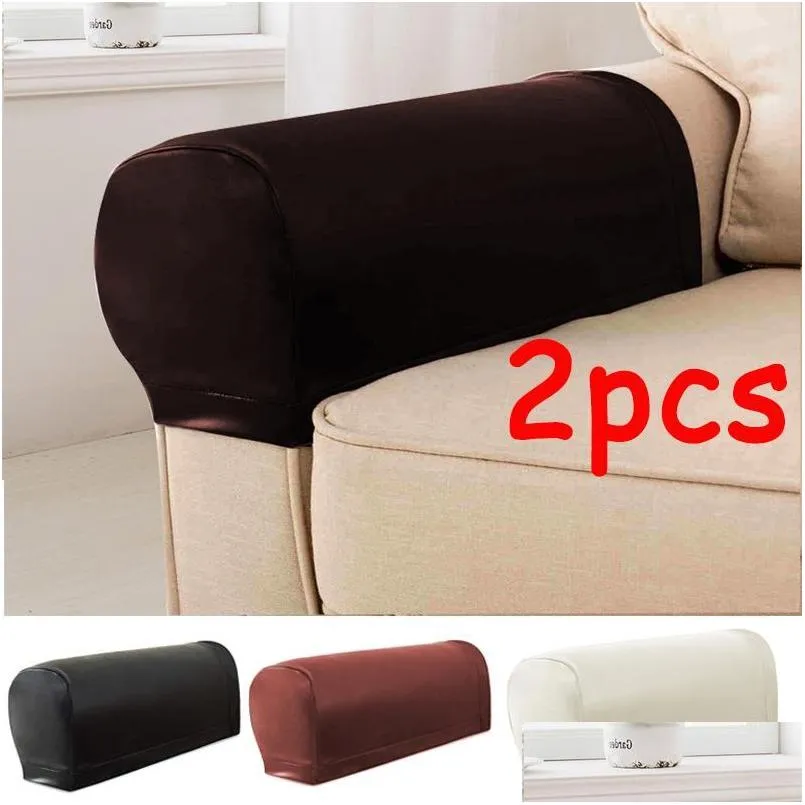 chair covers 2pcs pu leather sofa armrest elastic towel couch protector removable armchair decor