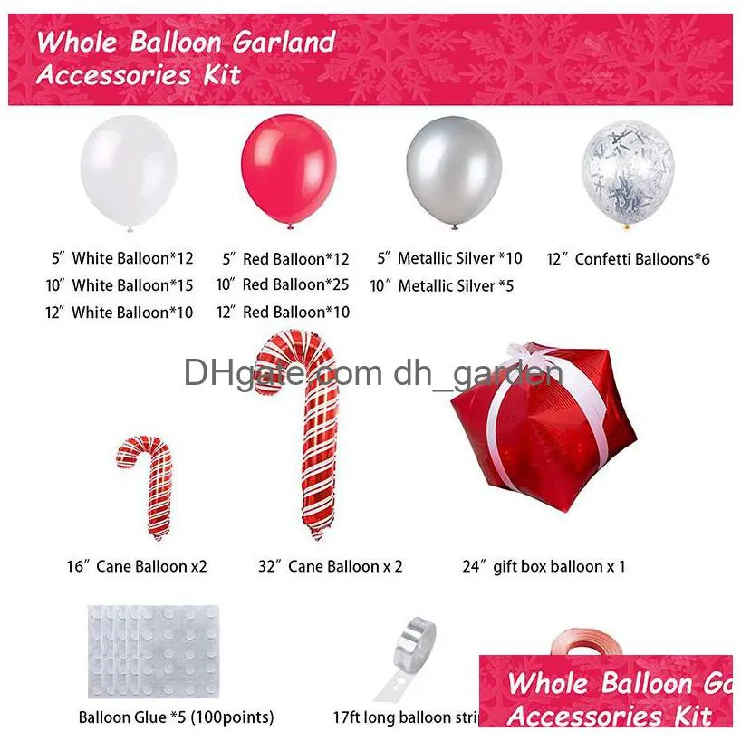 christmas party supplies wreath arch suit christmas red silver cane gift box balloon
