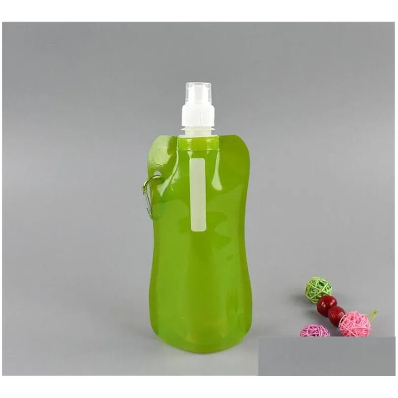 foldable water bag 480ml portable water bag outdoor soport colorful folding sports bags drinkware bottle bag