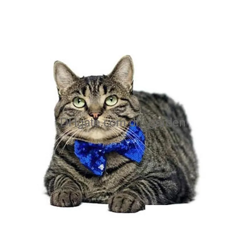 pet adjustable sequin bow tie pet cat dog collar neck strap grooming accessories pet product supplies christmas