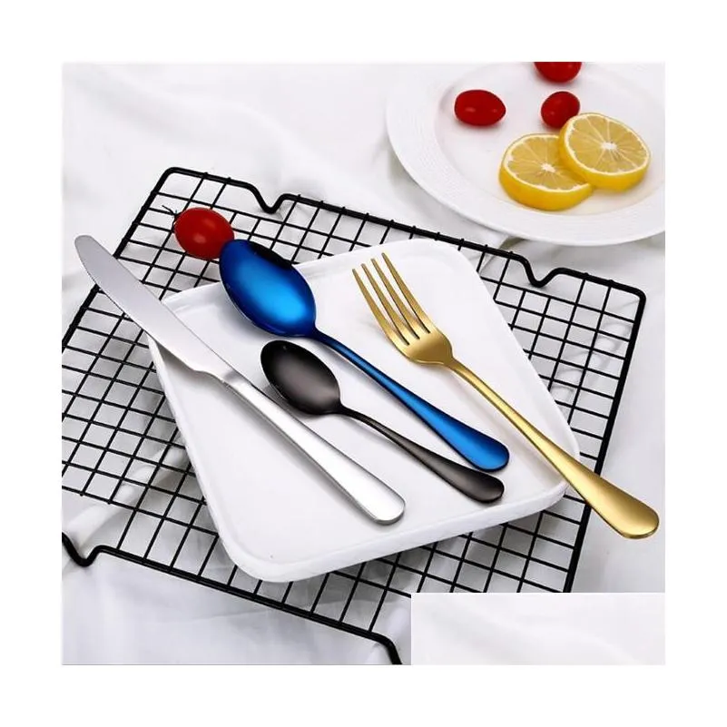 stylish flatware sets 8 colors creative cutlery fork knife spoon teaspoon dinnerware set for wedding parties