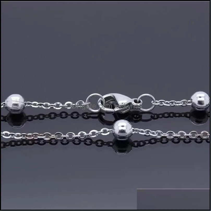 fashion jewelry ankle bracelet smooth beads charm waterproof stainless steel anklets 9 10 11 wholesale factory offer 451c3