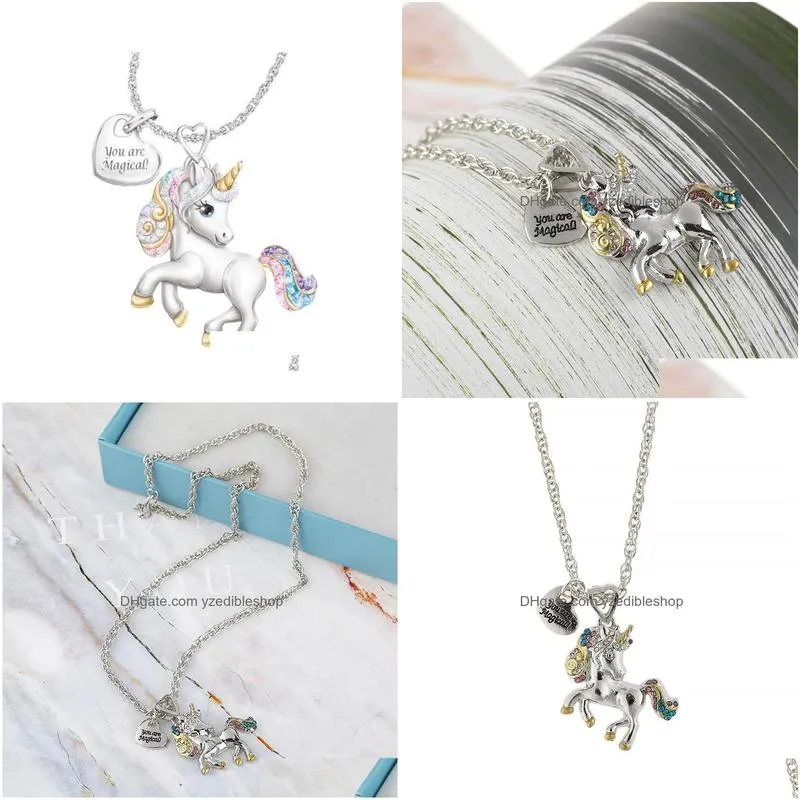 fashion jewelry colorful rhinstone pendant necklace womens pony necklace