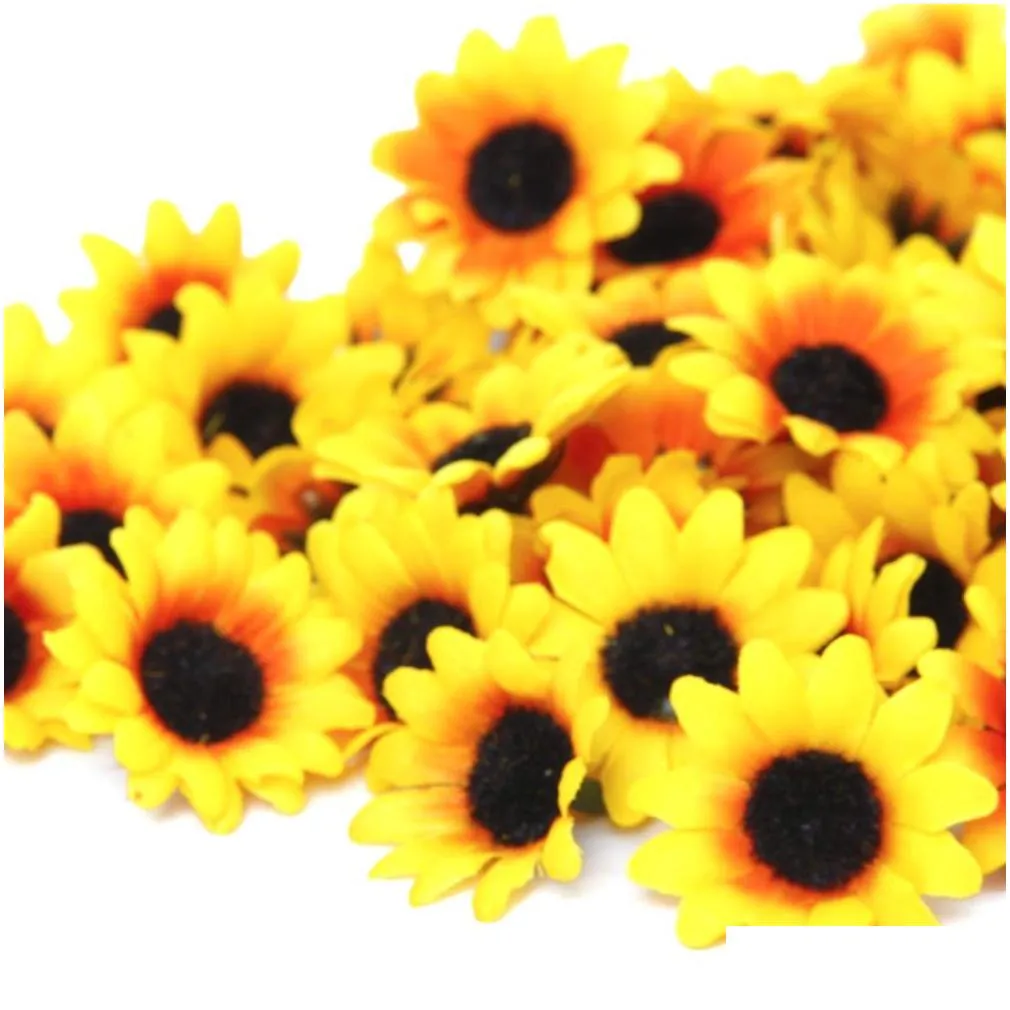 lifelike artificial plastic sunflower heads home party decorations props decoration flowers yellow