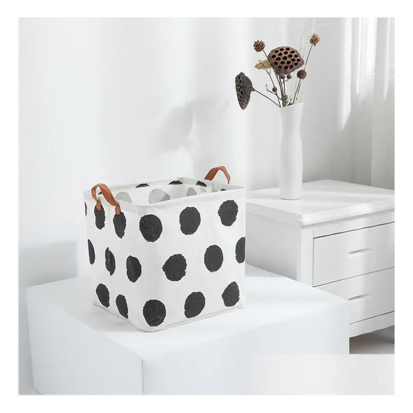 ins foldable storage bucket top waterproof bathroom dirty clothes laundry storage box cotton and linen childrens toy storage bag