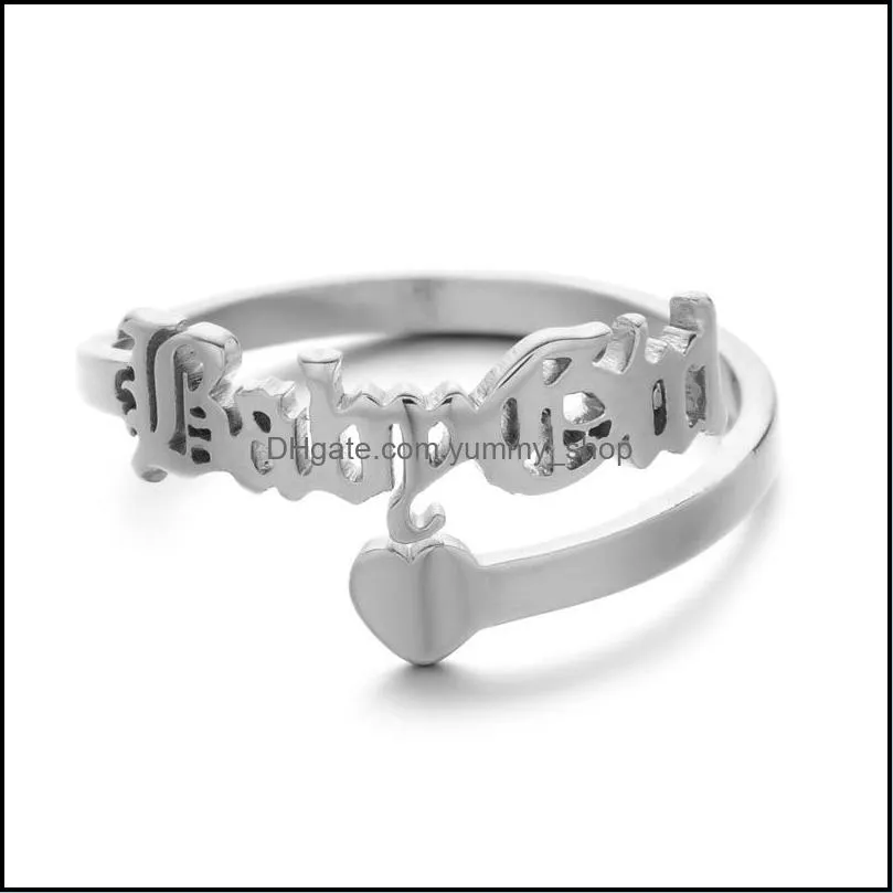 adjustable heart stainless steel rings 12 constellations letter ring for woman opening wedding zodiac finger ring birthday jewelry