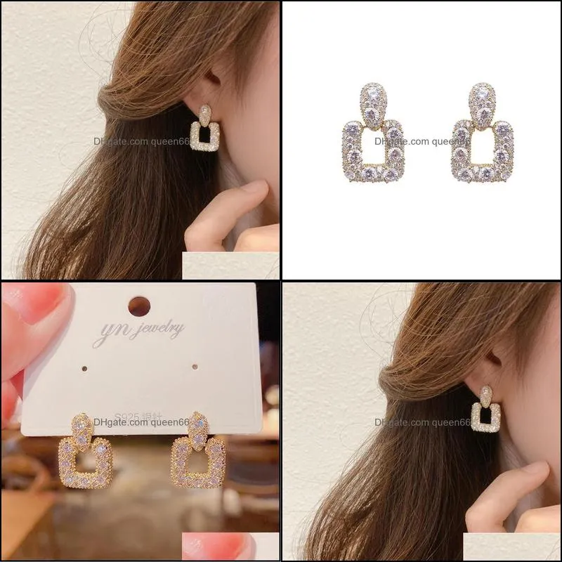 square earrings gold for women geometric metal long earring