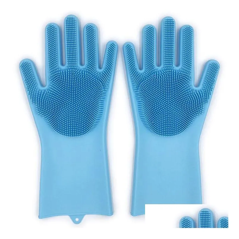 silicone magic washing glove brush reusable household scrubber anti scald dishwashing cleaning gloves for pet kitchen bathroom tools women